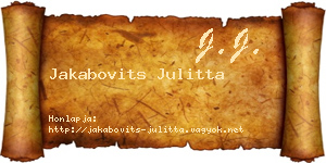 Jakabovits Julitta névjegykártya